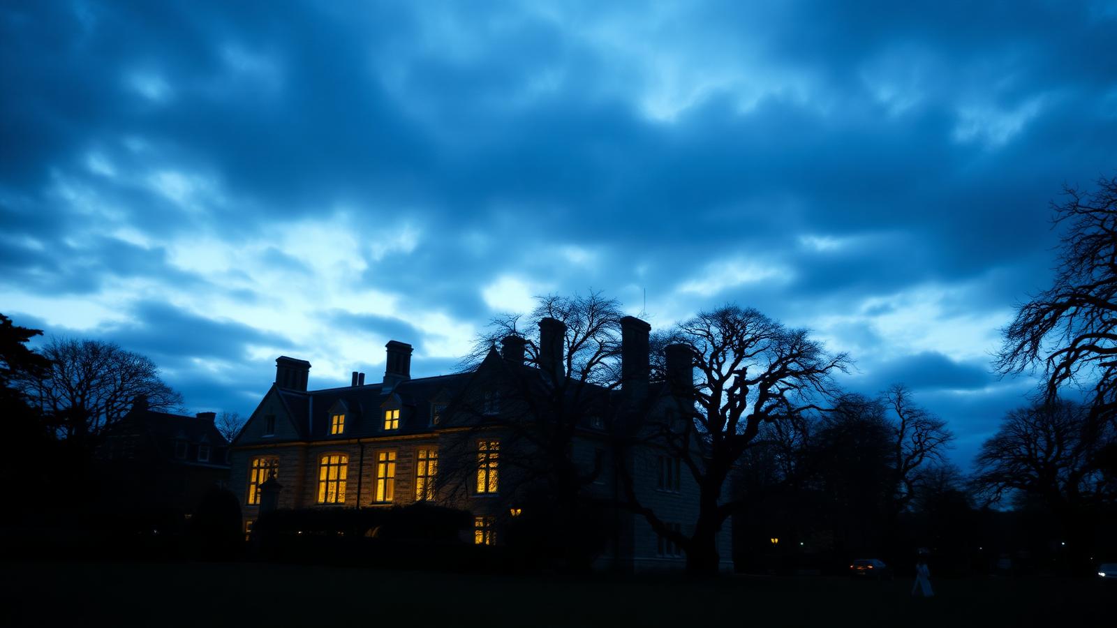 Knole House and mature parkland at Sevenoaks, Kent, at blue-hour